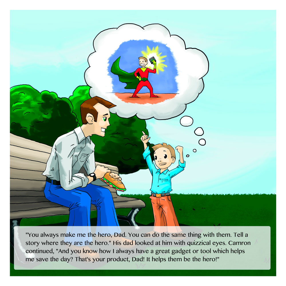 Cameron's Hero Illustration Example 3 - Ablaze Stories, make your customer the hero!